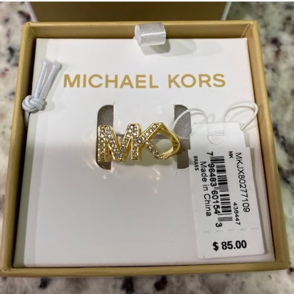 NWT!  Authentic! Michael Kors Rhinestone Logo Ring - Picture 1 of 5